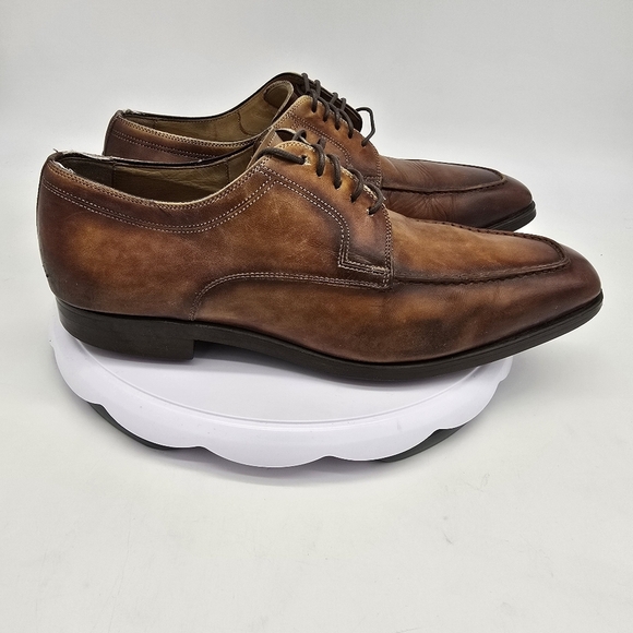 Magnanni Dress Shoe Men's 8.5 M Leather Moc-Toe Bluchers - Picture 4 of 8